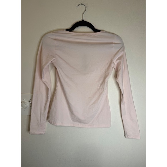 Skims Cotton Jersey Scoop Neck Long Sleeve Top Barely Pink Size M NWT - Picture 2 of 3
